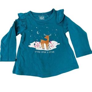 FIRST IMPRESSIONS Baby Girls Ruffle Sleeve Wish Top Harbor Blue 6-9 Months